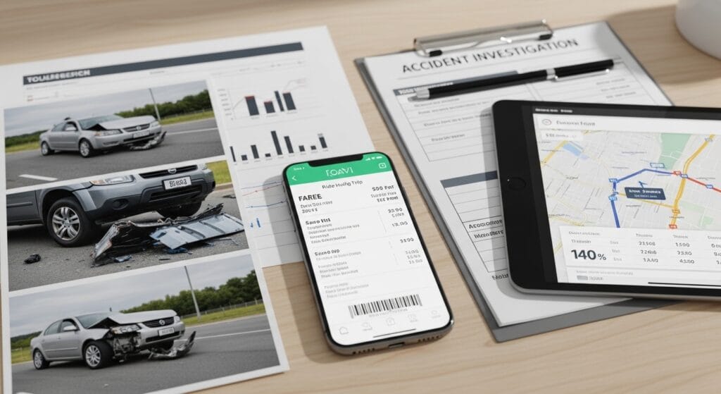 Robotaxi trip receipt and digital crash evidence used in a California injury claim