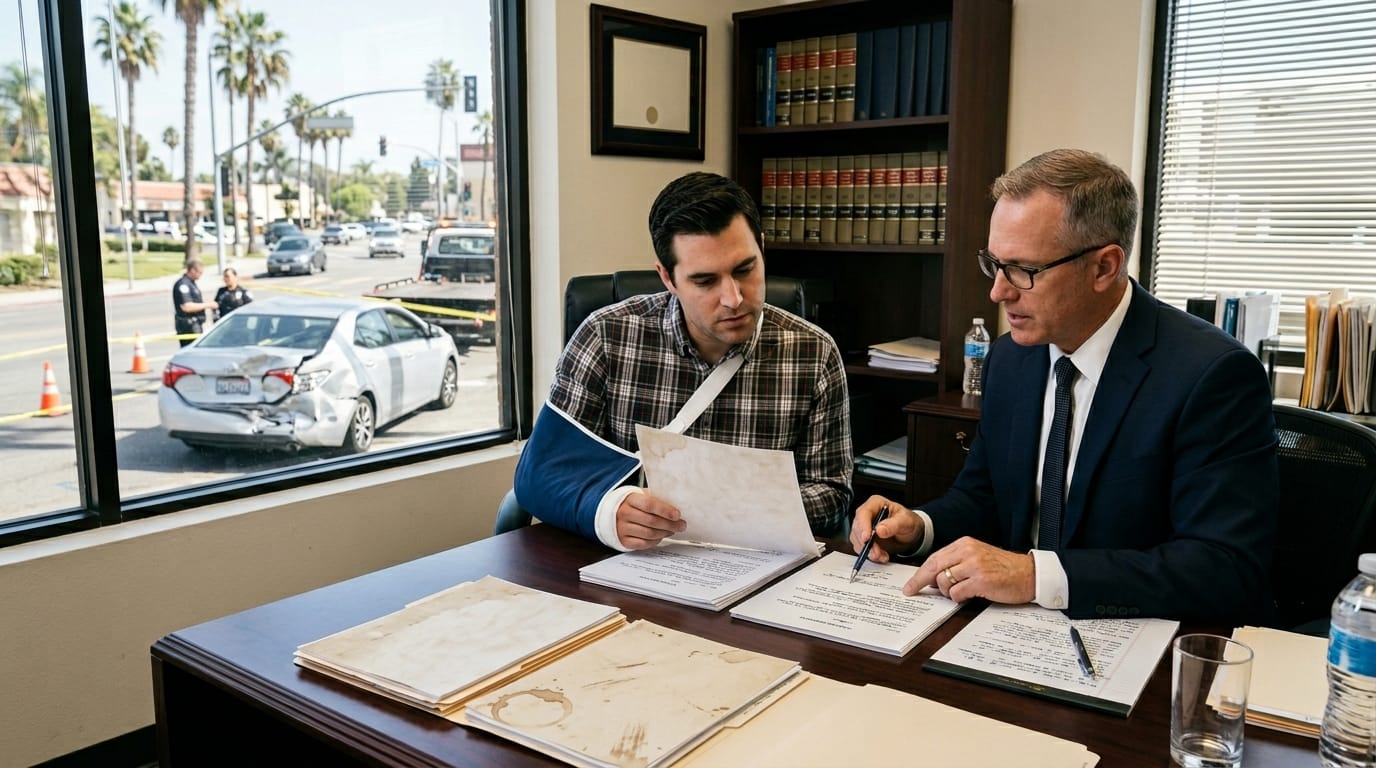 California auto accident lawyer reviewing minimum insurance coverage after a crash