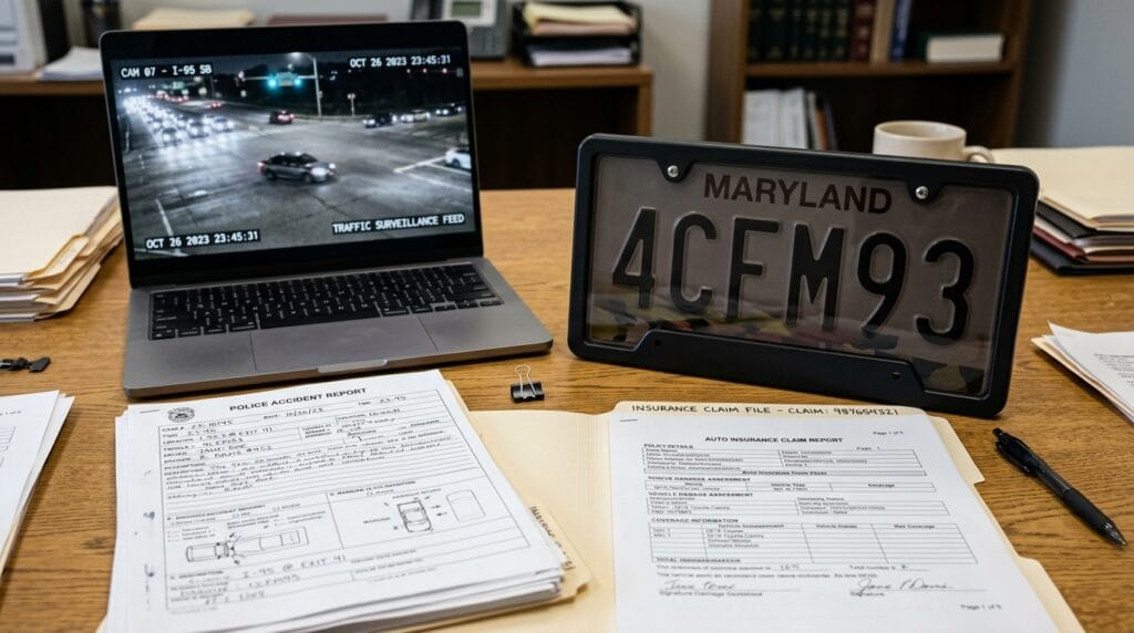 Obscured license plate and camera evidence in a California auto accident claim