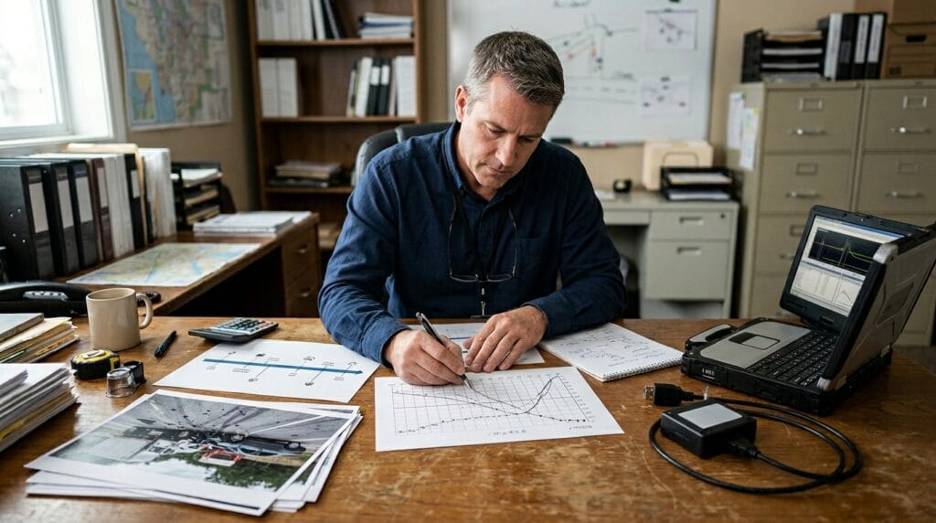 Vehicle data and crash timeline used as evidence in an auto accident claim