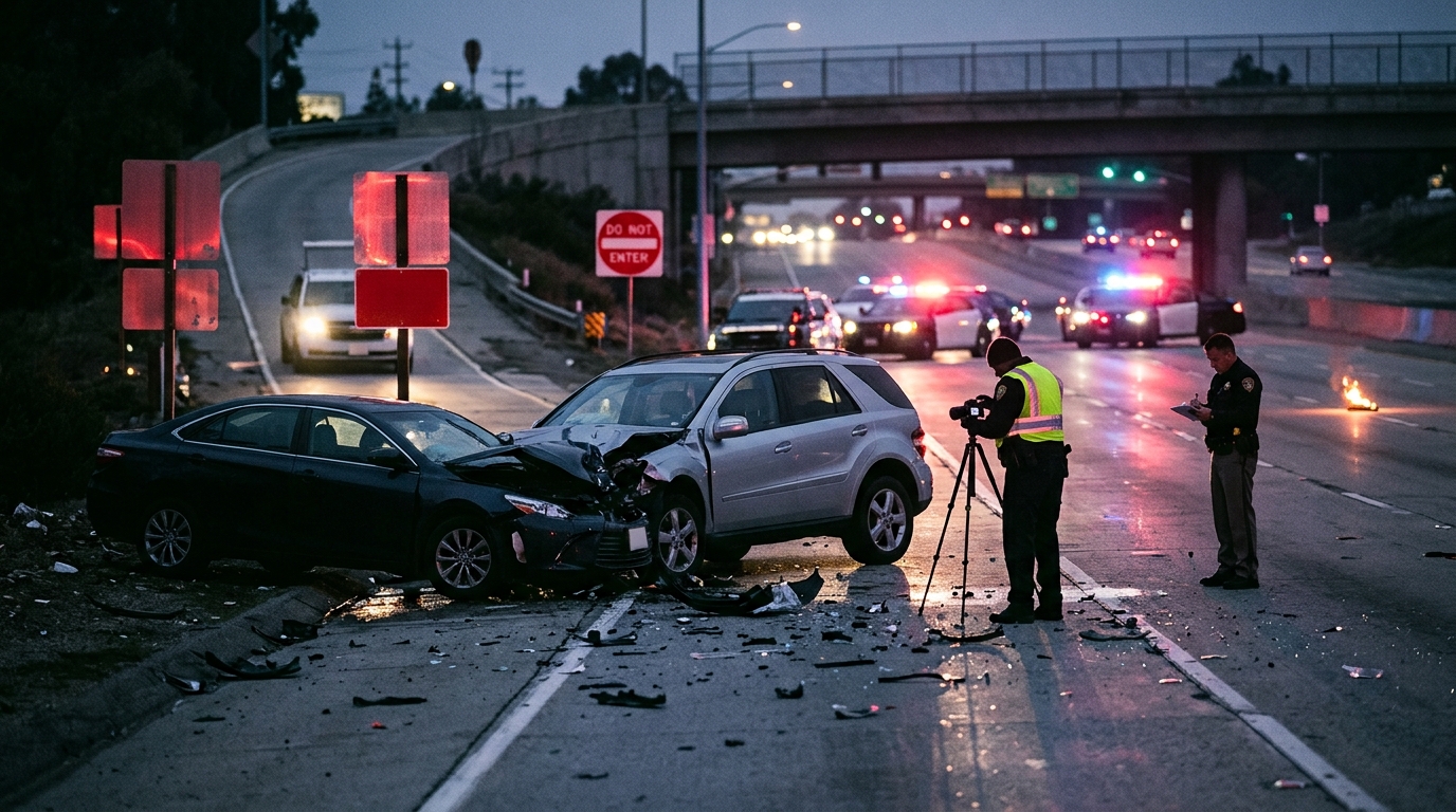 California wrong-way claim involving a freeway ramp crash and serious injury evidence