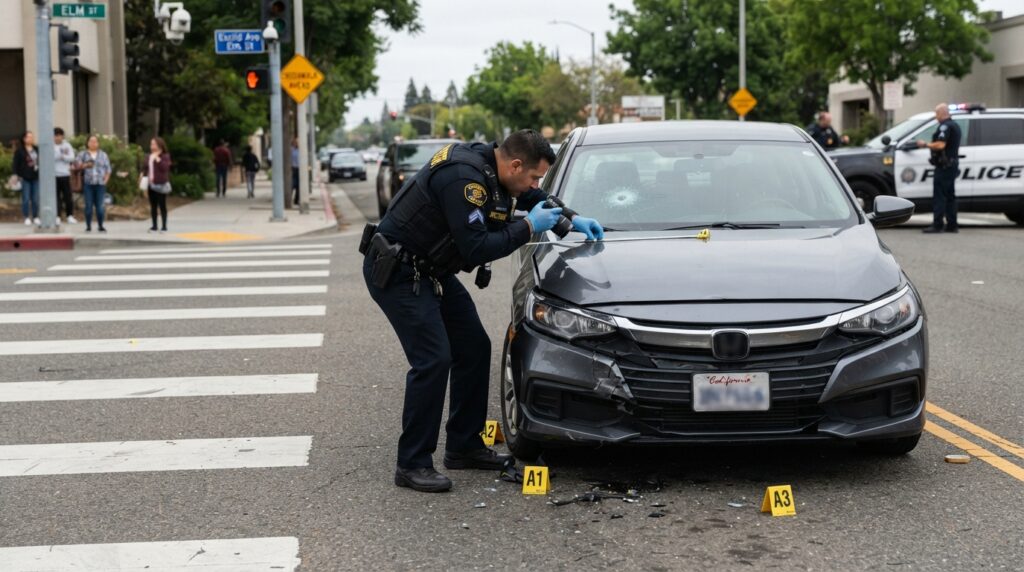 Vehicle evidence reviewed after a pedestrian crash involving safety technology